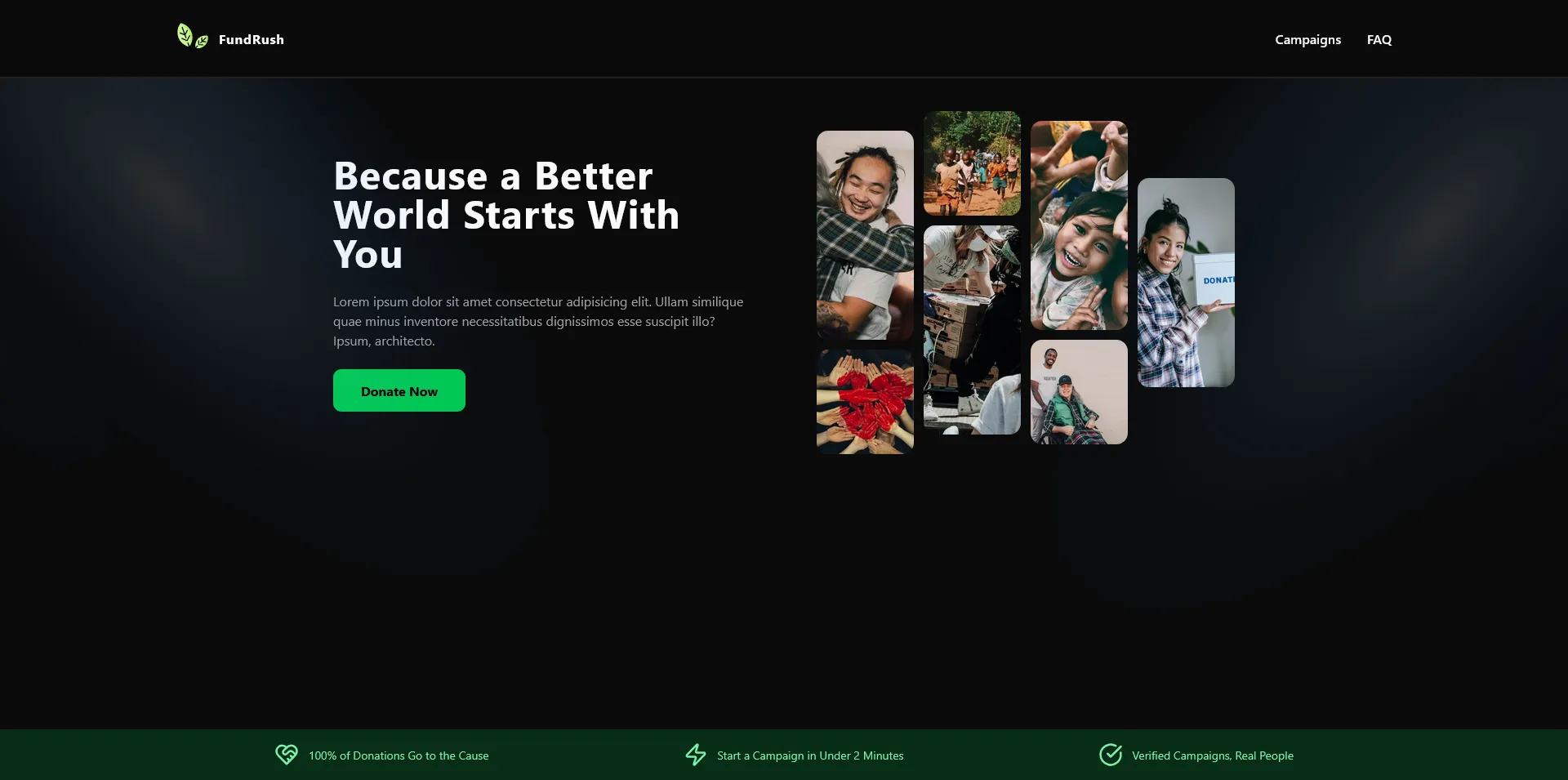 FundRush homepage